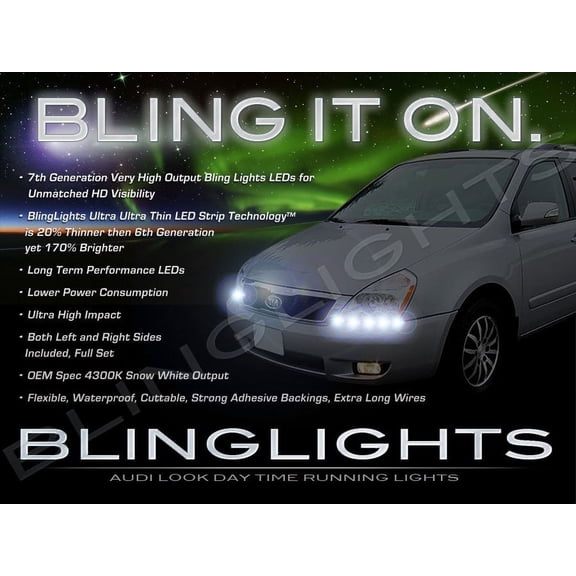 For Kia Sedona LED DRL Head Light Strips Day Time Running Lamps Kit