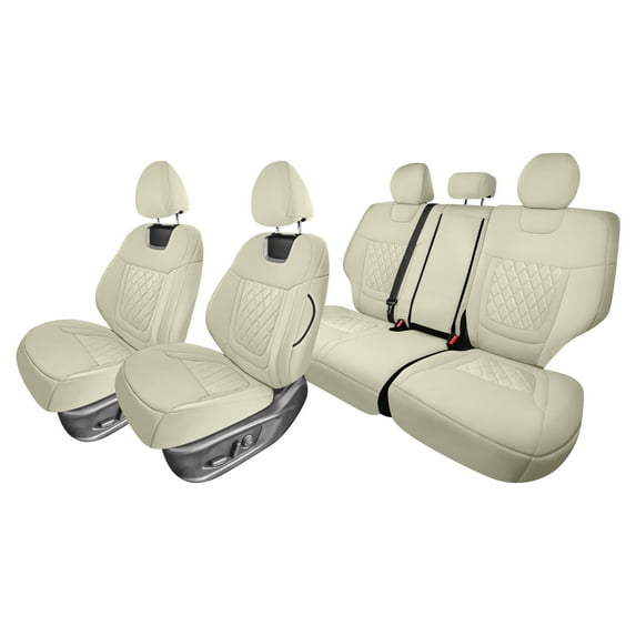 For Kia Seltos 2021-2024 FH Group Neoprene Custom Fit Car Seat Covers - Solid Beige Full Set