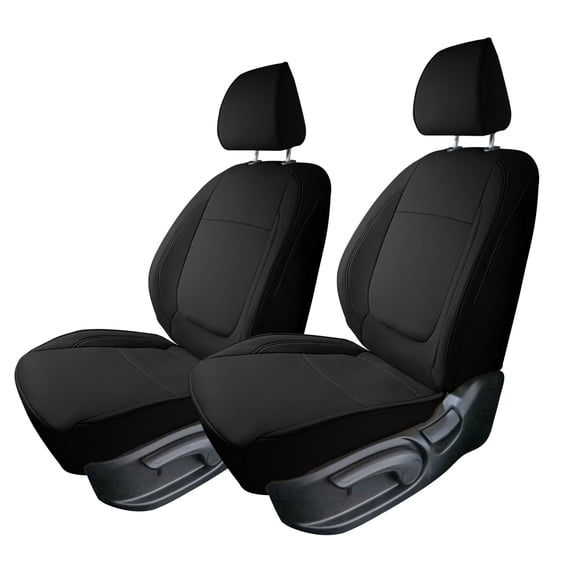 For Kia Seltos 2021-2024 FH Group PU Leather Custom Fit Car Seat Covers - Black 2 Front Seats