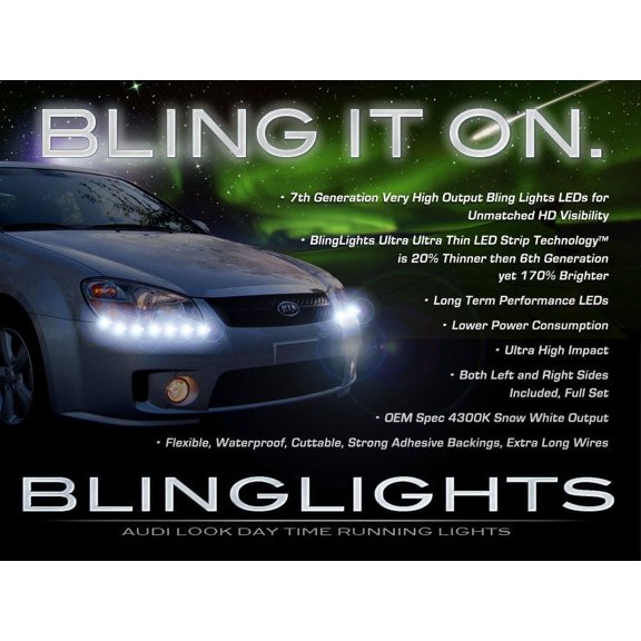 For Kia Sephia LED DRL Light Strips for Headlamps Headlights Head Lamps Day Time Running Strip Lights