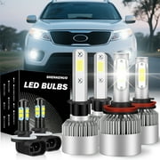 For Kia Sorento 2011-2013 6x H1 H11 LED Combo Headlight High Low Beam Bulbs 881 Fog lights Kit