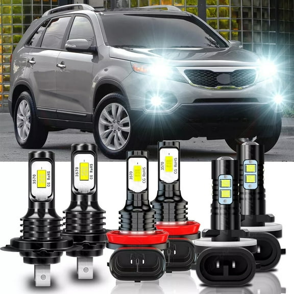 For Kia Sorento 2014-2017 2018 LED Headlight High Low Beam Fog Light Bulbs Kit 6000K White Qty 6