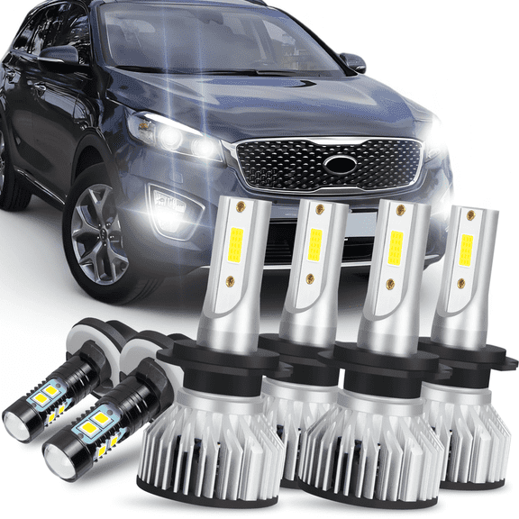 For Kia Sorento 2015-2018 Combo H7 LED Headlight High Low Beam + 881 Fog Light Bulbs Pack of 6