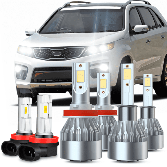 For Kia Sorento SX 2011-2013 LED Headlight Bulb High Low Beam + Fog Light Kit