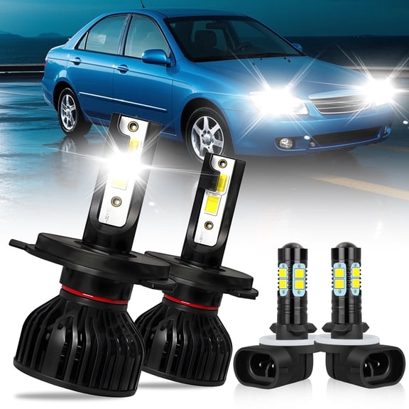 For Kia Spectra 2005-2009- 4x 9003 881 LED Headlight Fog Light Combo White Bulbs,14000LM