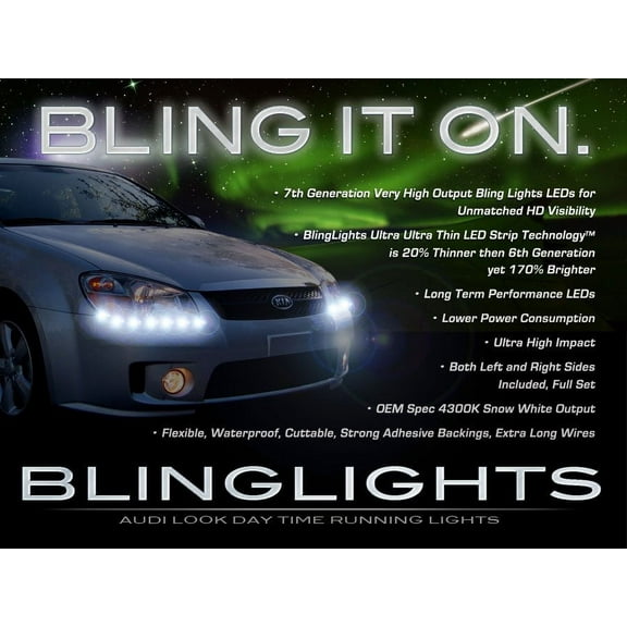 For Kia Spectra Spectra5 LED DRL Strip Lights for Head Lamps Headlamps Headlights LEDs DRLs Strips