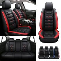 For Kia Stinger Forte Niro Soul Optima Sportage Car Seat Covers, Waterproof 5 Seats Full Set Leather Cushion Protector Black&Red
