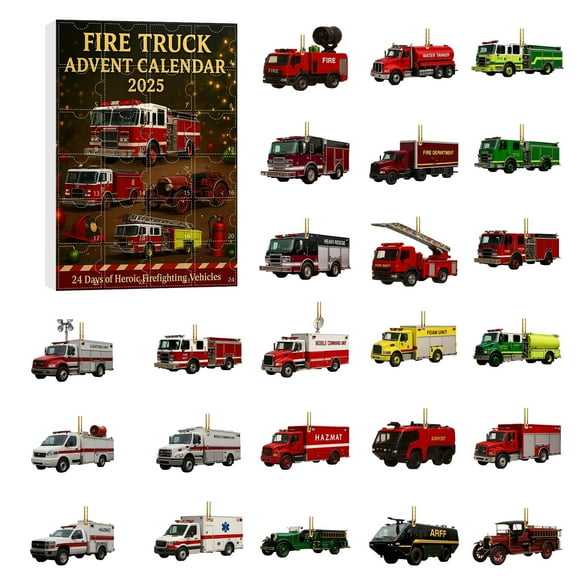 For Kids, Family & Firefighter Fans: Fire Truck Advent Calendar 2025 with 24 Days Countdown & 24 Different Mini Fire Trucks