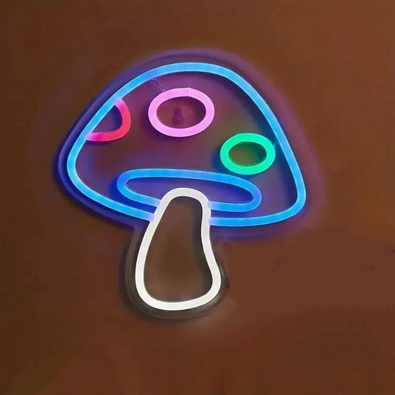 For Kids Room Decor Bedroom Wall Sign USB Operated Lamp Light Up Mushroom Neon Sign Dimmable Neon Light Wall Art
