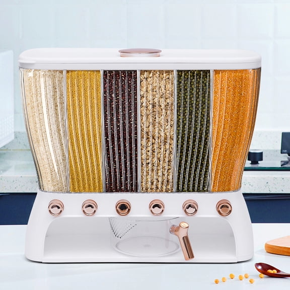 For Kitchen Cereal Storage Dispenser Six-Grid Dry Food Dispenser W/Rice Hopper