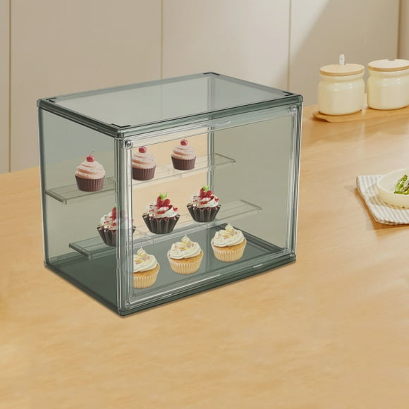 For Kitchen Countertop Display Case Bread Box , 2 Tier Display Shelf Cake Cupcake Bread Storage Container Pantry Bakery Keeps Fresh for Pastry Donut Bagel Muffins Rolls