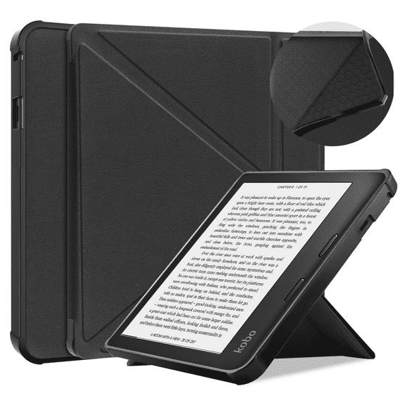 For Kobo Sage 2021 Released 8" E-Reader, Soft TPU Matte Back Cover, Slim Smart Folio Case with Magnetic Closure and Kickstand - Black