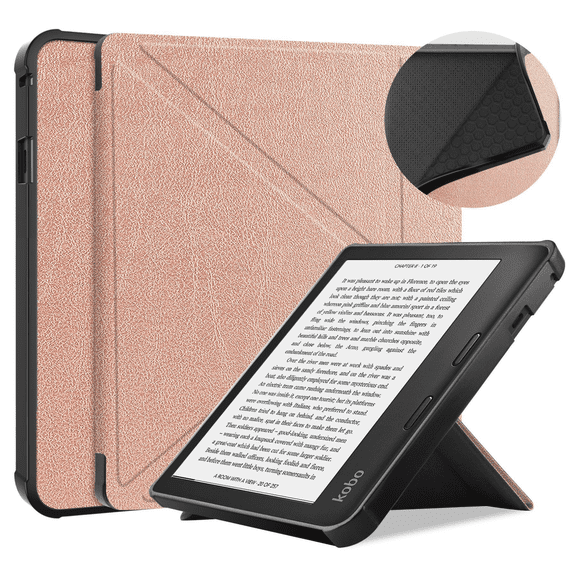 For Kobo Sage 2021 Released 8" E-Reader, Soft TPU Matte Back Cover, Slim Smart Folio Cover with Magnetic Closure and Stand - Rose Gold