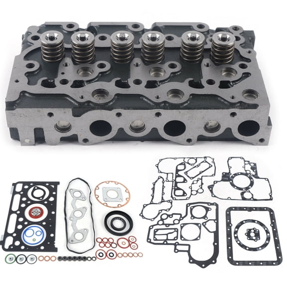 For Kubota D1503 R420 L2900 L3000 L3010 Complete Cylinder Head + Full Gasket Kit