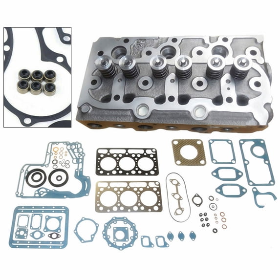 For Kubota D950 D850 Engine Complete Cylinder Head w/ Valves + Full Gasket Kit Silver Direct Replacement