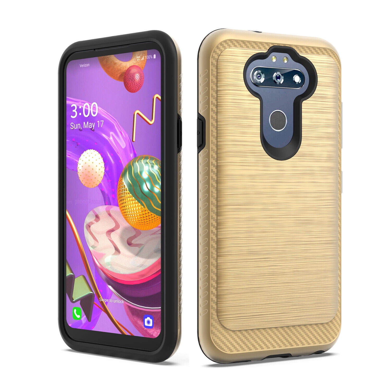 For LG K31 Rebel L355DL Slim Lining Brushed Hybrid Cell Phone