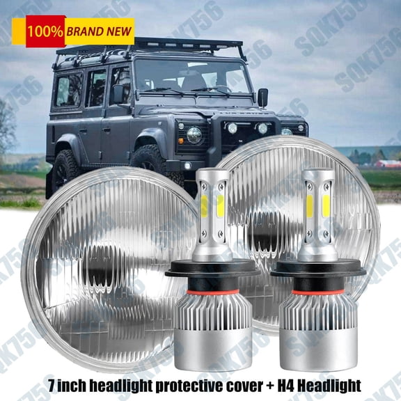 For Land Rover Defender 90 110 Pair 7" inch Round LED Headlights DRL Hi&Lo Beam