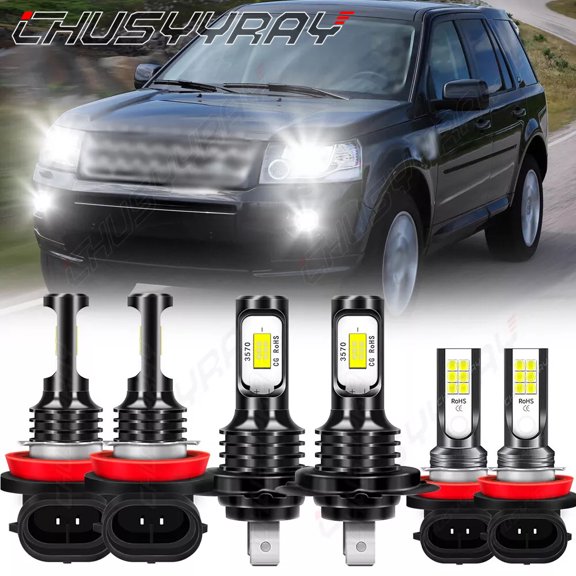 For Land Rover LR2 LR4 2010 2011 2012 2013 2014 2015 LED Headlight Hi-Lo Beam Fog Light Bulbs Kit 6000K White 6x