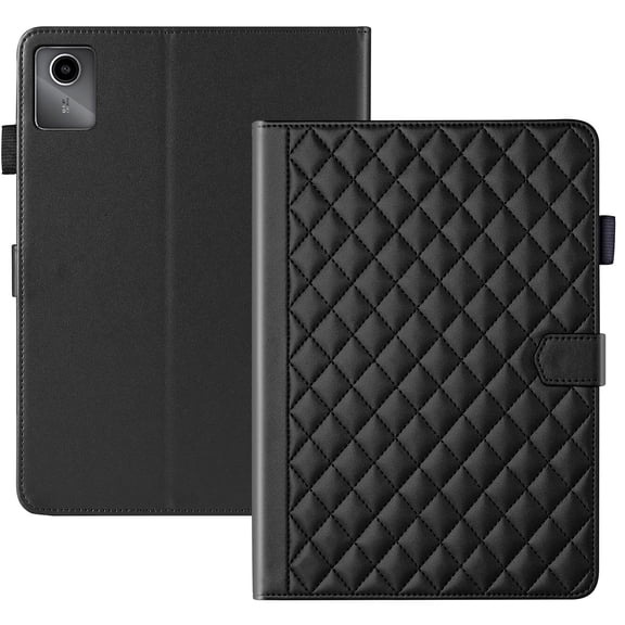 For Lenovo Idea Tab 11 inch 2025 (TB-336ZU/TB-336FU) Case, Rhombus Pattern Multiple Viewing Angles Stand Slim Folio Cover (Black)