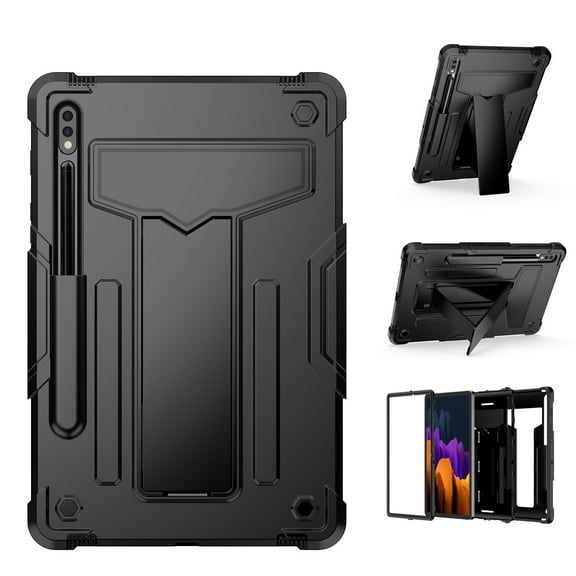 For Lenovo TAB K11/M11 Tablet Vertical 3in1 Tough Hybrid Kickstand - Black/Black