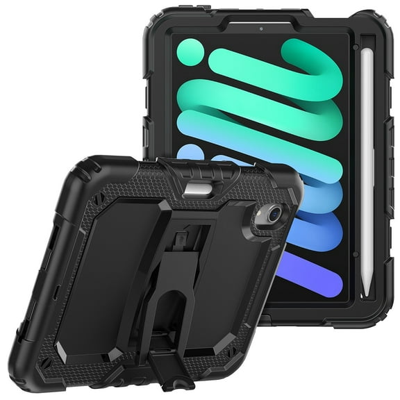 For Lenovo TAB M10 Gen3 10.1inch Heavy Duty Full Body Rugged Tablet Kickstand Case Cover - Black/Black