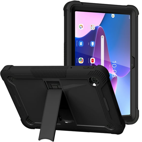 For Lenovo TAB M10 Gen3 10.1inch Tough Tablet Strong Kickstand Hybrid Case Cover - Black