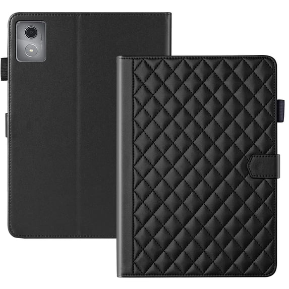 for Lenovo Tab M11 Plus/K11 Plus 11.45 Inch 2024 Case, Rhombus Pattern Multiple Viewing Angles Stand Slim Folio Cover (Black)
