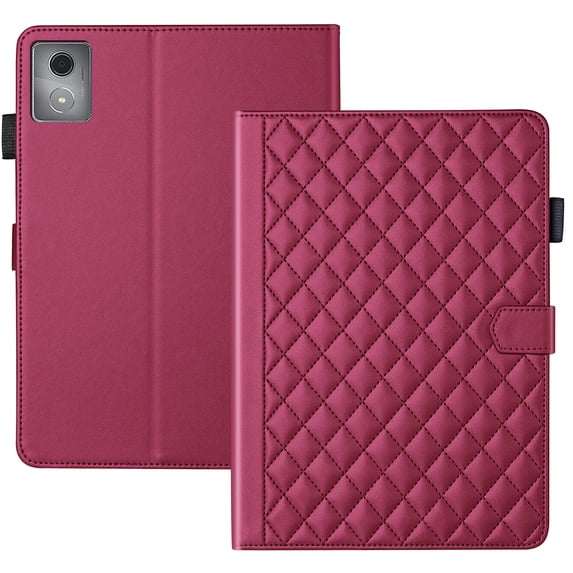 for Lenovo Tab M11 Plus/K11 Plus 11.45 Inch 2024 Case, Rhombus Pattern Multiple Viewing Angles Stand Slim Folio Cover (Red)