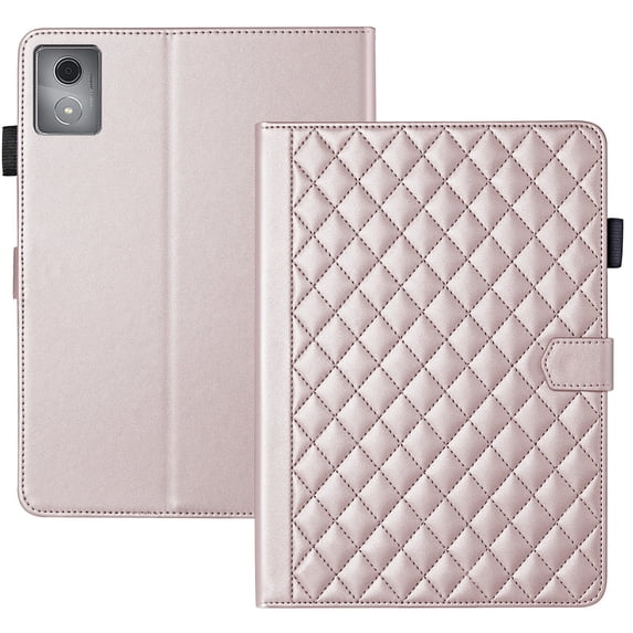 for Lenovo Tab M11 Plus/K11 Plus 11.45 Inch 2024 Case, Rhombus Pattern Multiple Viewing Angles Stand Slim Folio Cover (Rose Gold)