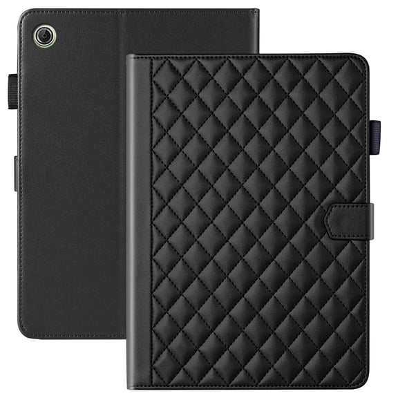 for Lenovo Tab One 8.7 inch/Tab K9 2025 TB-305FU Case, Rhombus Pattern Multiple Viewing Angles Stand Slim Folio Cover (Black)