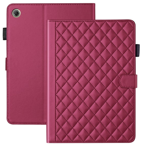for Lenovo Tab One 8.7 inch/Tab K9 2025 TB-305FU Case, Rhombus Pattern Multiple Viewing Angles Stand Slim Folio Cover (Red)