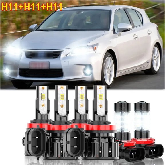 CHUSYYRAY LED Headlight Hi-Lo Beam Fog Light Bulbs Kit for Lexus CT 200h 2011-2017 6000K White 6Pcs