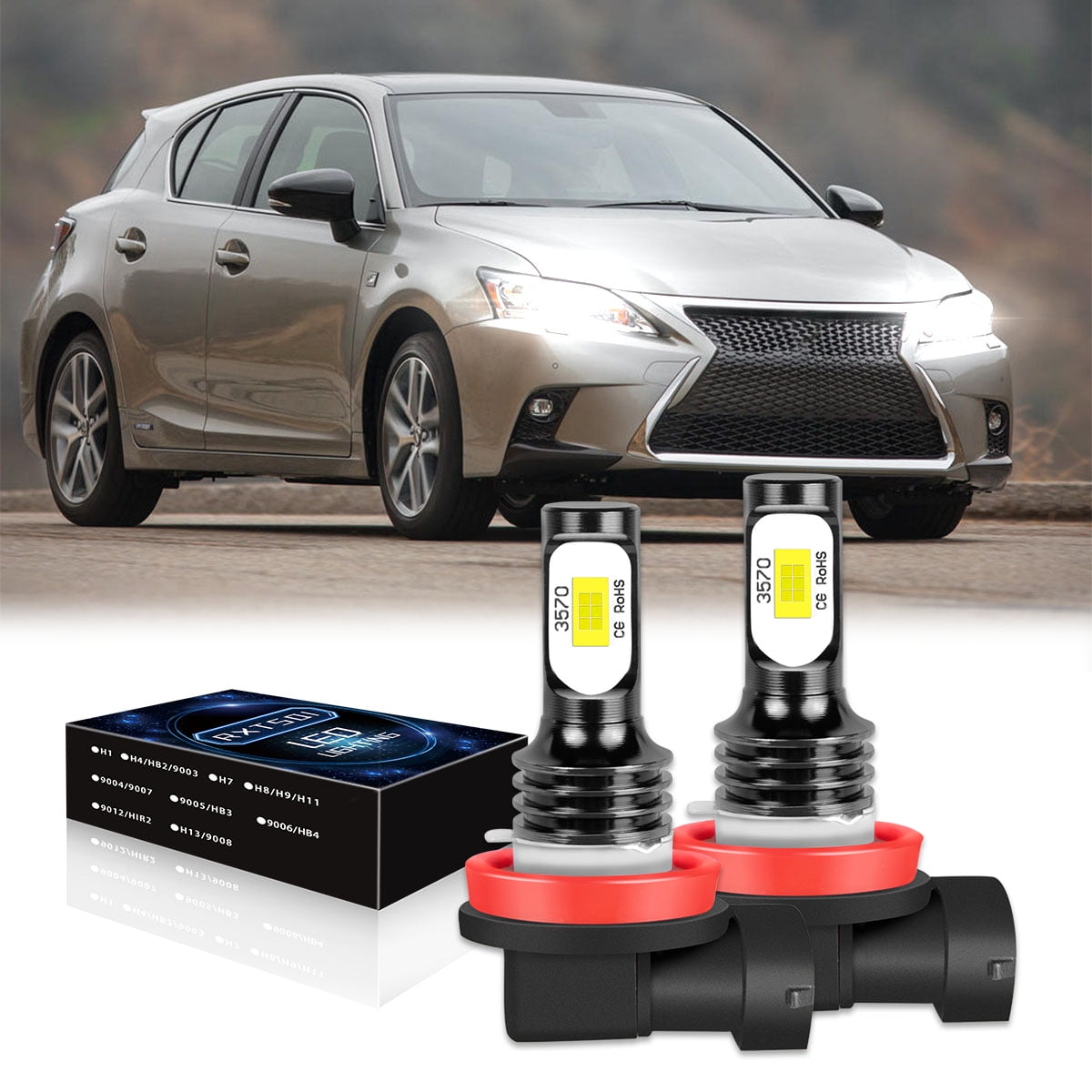 For Lexus CT200h 2011-2017 H11 LED Headlight Bulbs Kit 6000K White ...