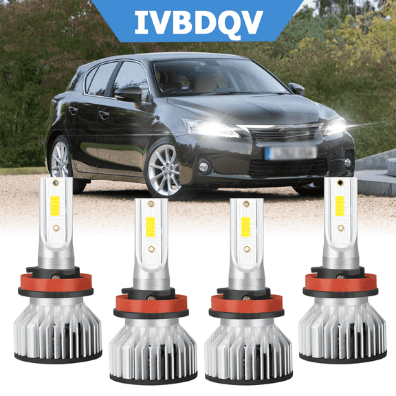 For Lexus CT200h 2011-2017 LED Headlights Combo 4Pcs H11 High Low Beam Bulb Kits 6000K Bright White