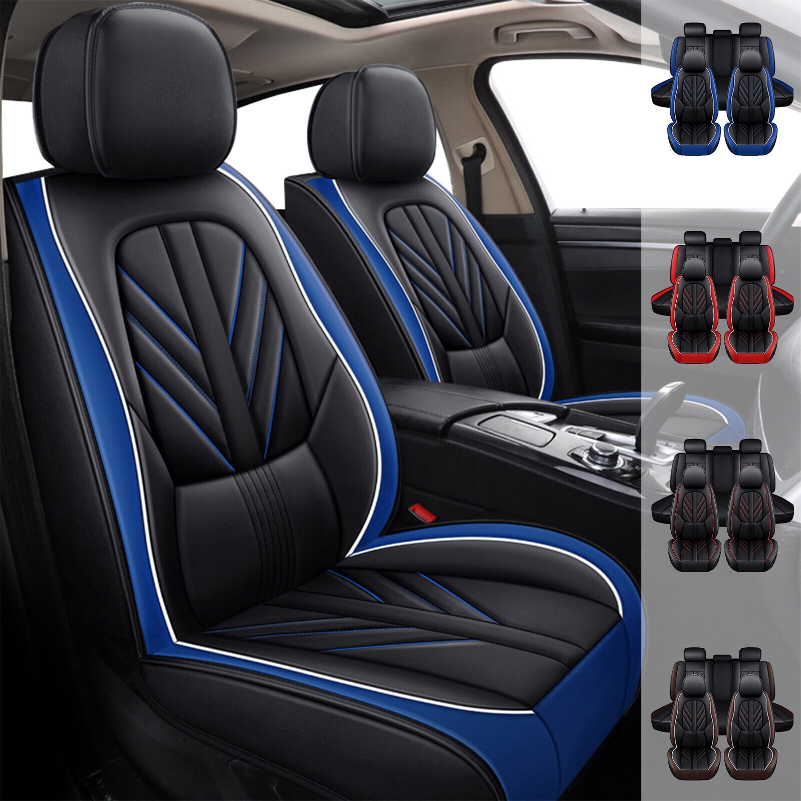 For Lexus Car Seat Cover, Premium 5-Seat Leather Auto Seat Protector, Front  Rear Full Set for ES250 IS500 LX600/ RX350 NX250 NX350 LS460 GS350 Black  with Red Line 