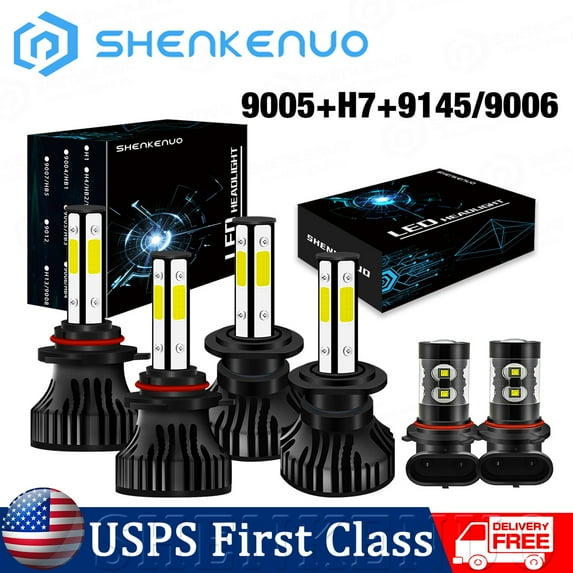 For Lexus ES350 2007-2009 LED Headlight Bulbs,9005 H7 High beam and Low Beam+ 9006 Fog light Bulbs,6pc