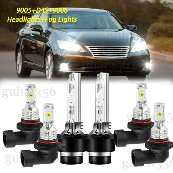 For Lexus ES350 2007-2012 LED HID Headlight High&Low Beam + Fog Light Bulbs Kit