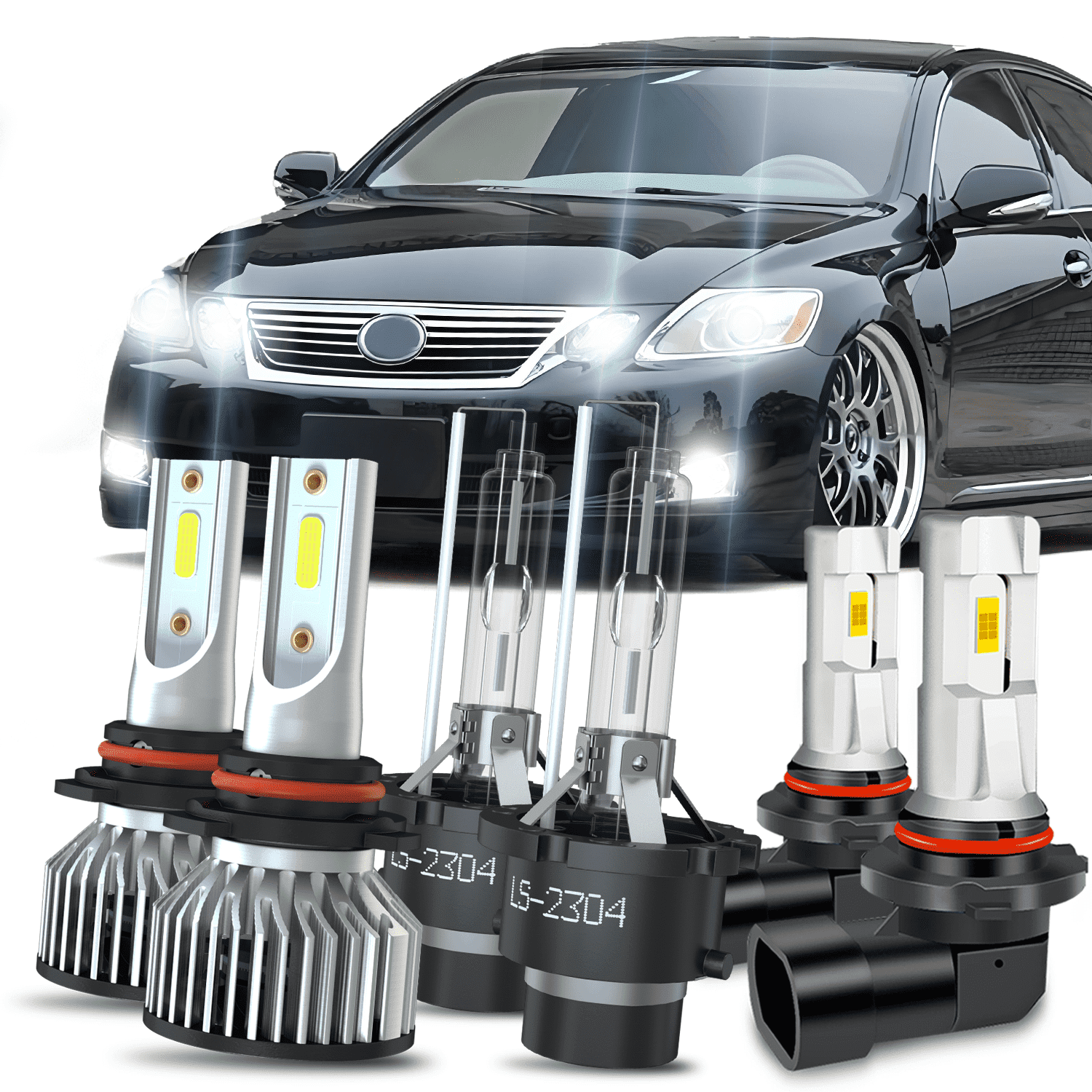 For Lexus GS350 2007-2011 6x LED HID Headlight Kit High Low Beam Fog Light Bulbs Kit Super Bright