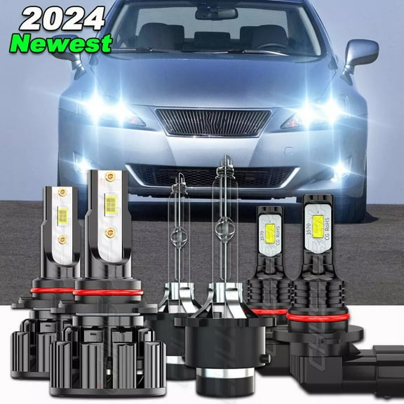 For Lexus IS250 2006 2007-2010 LED HID Headlight High&Low Beam + Fog Light Bulbs Kit Super Bright White