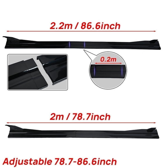 For Lexus IS250 IS350 2006-2024 Side Skirt Extension Splitters, Gloss Black, Pair, Universal Fit