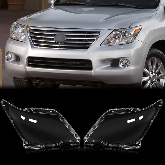 For Lexus LX570 2007-2012 Pair Headlight Lampshade Clear Lens Headlamp Replacement Cover