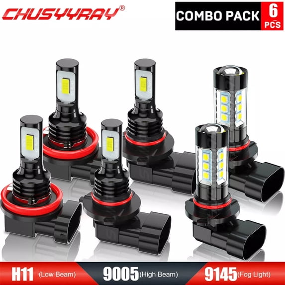 For Lexus RX350 2007 2008 2009 - LED Headlight High Low Beam Fog Light Bulbs Kit 6000K Pure White 6 Pack