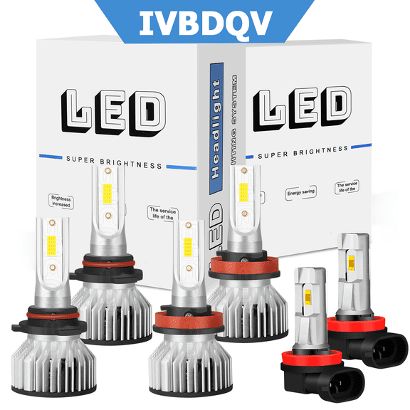 For Lexus RX350 2010-2015 LED Headlights Combo 9005 High Beam + H11 Low Beam + H11 Fog Light Kit 6Pcs 6000K White