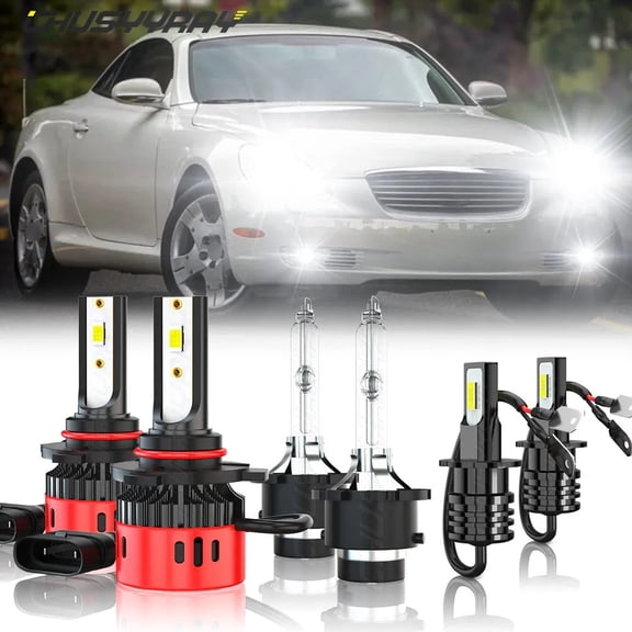 For Lexus SC 430 2002 2003 2004 2005 LED HID Headlight High Low Beam Fog Light Blubs Kit 6000K White 6x