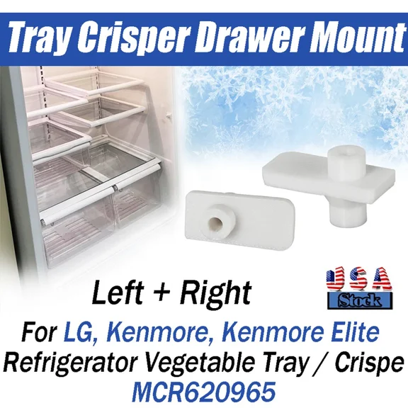 For Lg Mcr620965 Refrigerator Vegetable Tray Crisper Drawer Wheel Mount 2Pcs Us