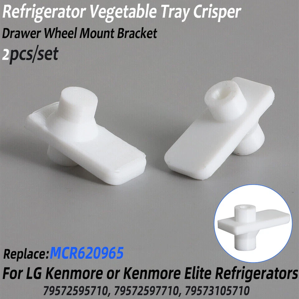 For Lg Refrigerator Vegetable Tray Crisper Drawer Wheel Mount Mcr620965 Set / 2