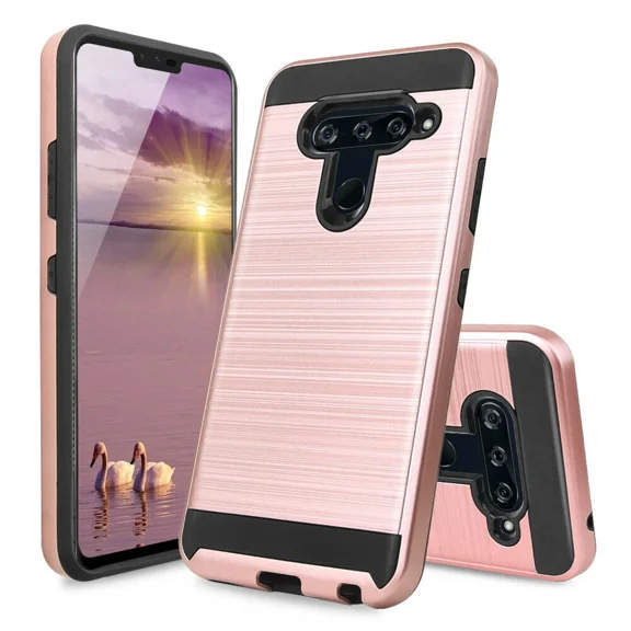For Lg V40 Thinq Brushed Armor Rubber Shockproof Protective Phone Case Cover