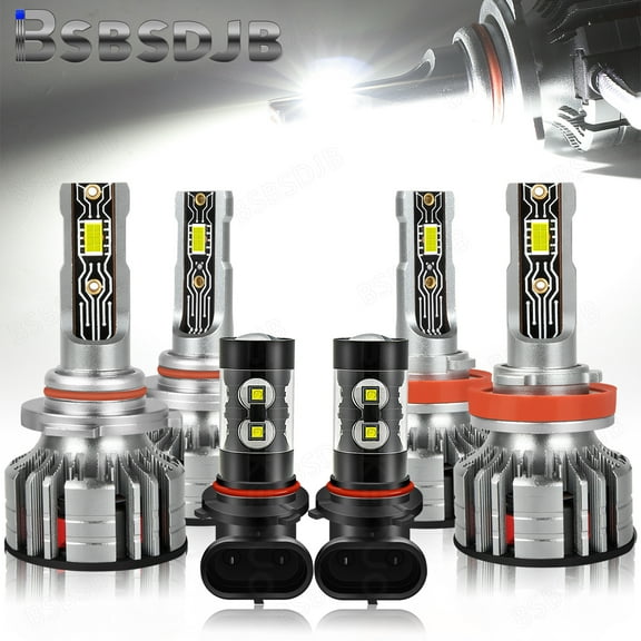 For Lincoln Aviator 2003 2004 2005 LED Headlight + Fog Light Bulbs 6000K White