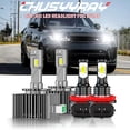 thumbnail image 2 of 4-Pack D3S HID Headlight + H11 LED Fog Light Bulbs For Lincoln MKS 2009-2016 – 6000K White 2 of 6