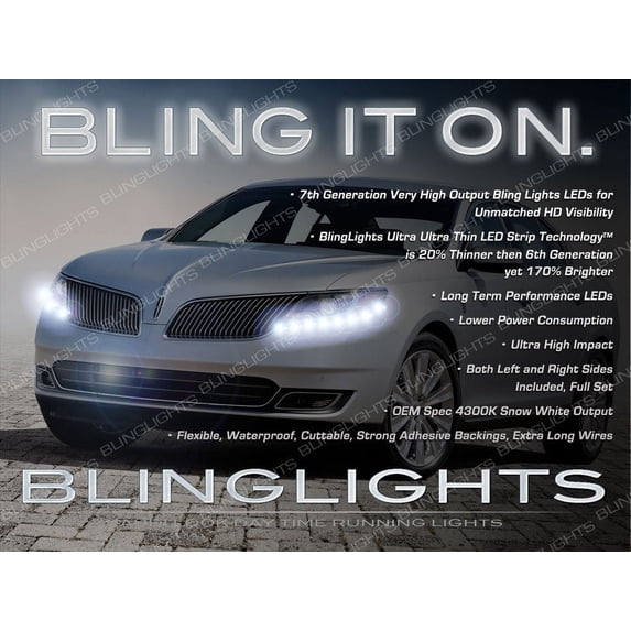 For Lincoln MKS LED DRL Head Lamp Light Strips Day Time Running Kit